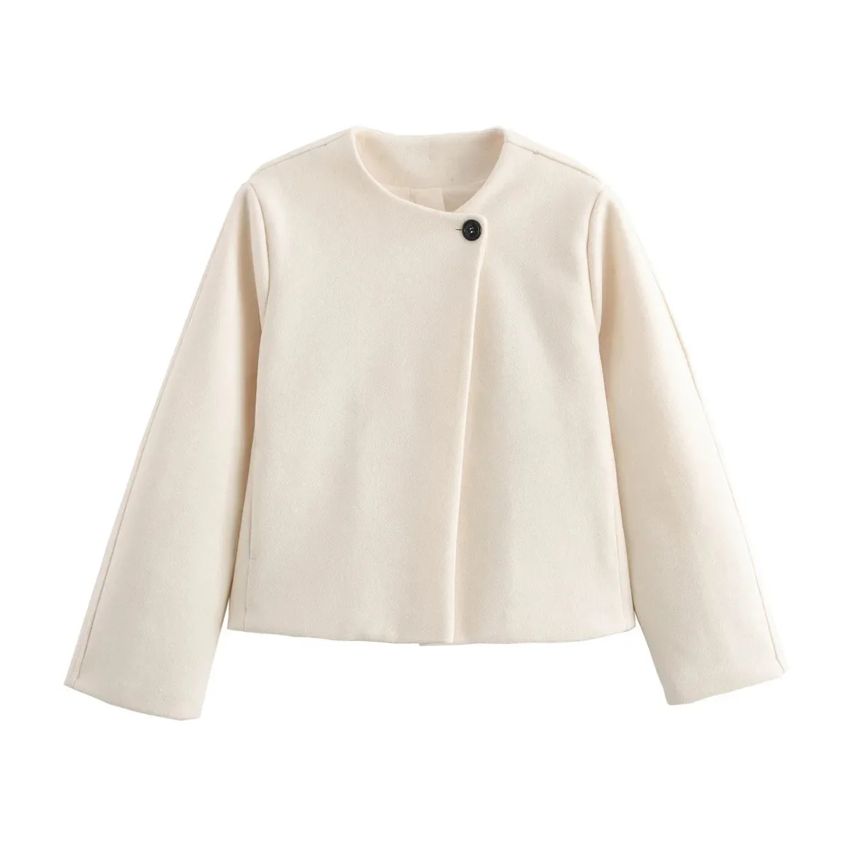 Autumn and Winter 2025 Round Neck Thick Woolen Coat Loose Casual Women's Jacket Cardigan Top