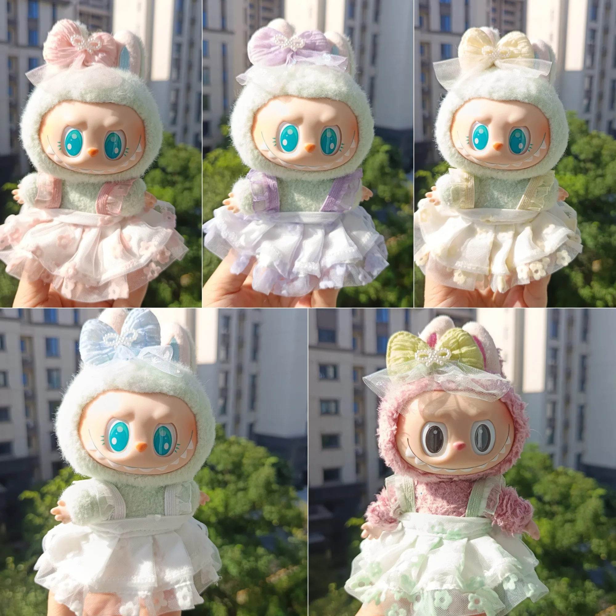 

Clothes For Labubu 15/17Cm Dolls Gen 1-3 White Rich Sweetheart Pinafore Set Apparel Hanging Accessories
