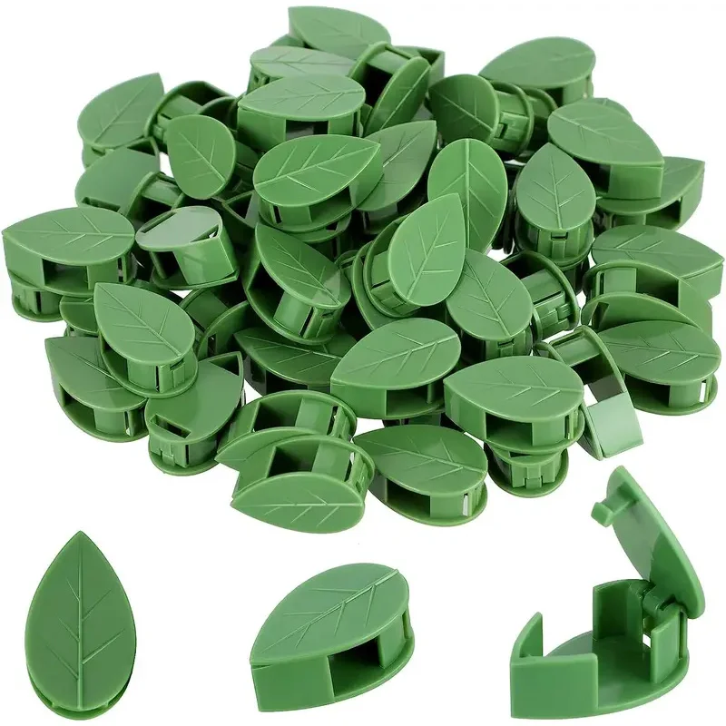 10-90pc Plant Climbing Wall Fixture Clips Acrylic Sticker Green Leaf Self-Adhesive Hook Plant Vine Traction Indoor Outdoor Decor