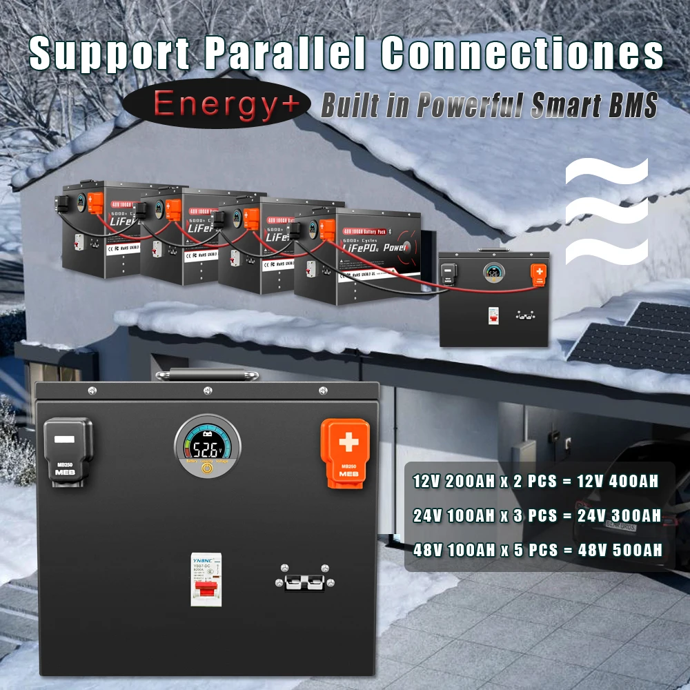 24 فولت 48 فولت 100 أمبير 200 أمبير LiFePO4 بطارية حزمة مع بلوتوث BMS 6500 + دورات للمنزل Soalr RV PV العاكس قارب عربة جولف #4