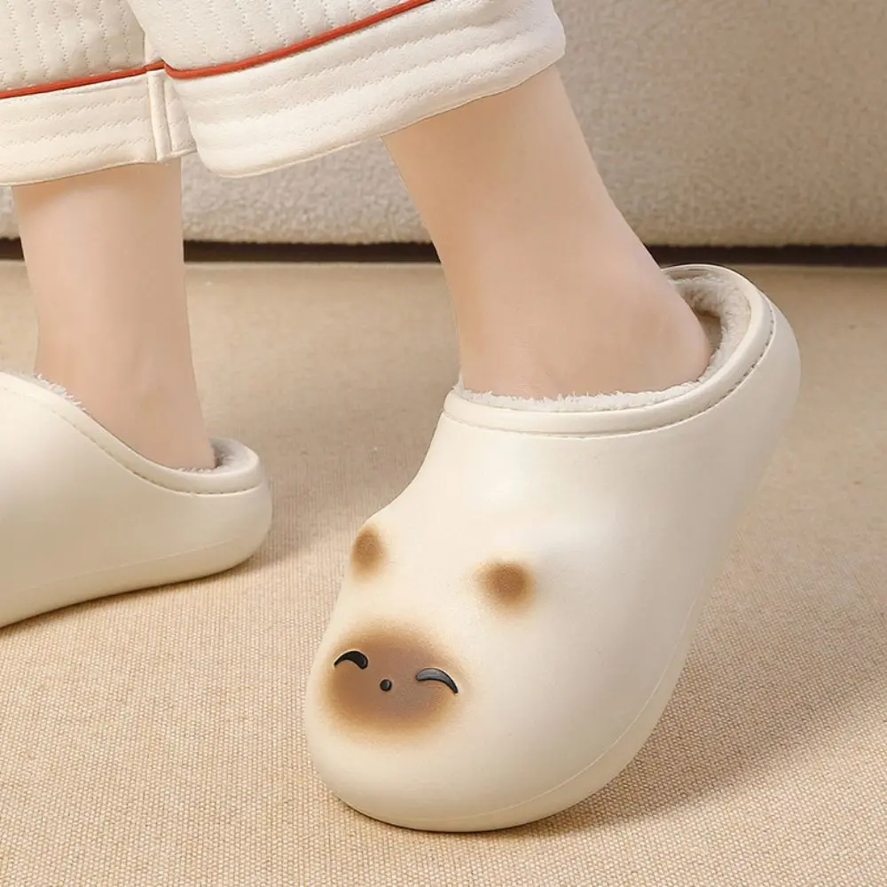 Kawaii رقيق الكرتون القط النعال الكرتون سميكة سوليد الدافئة نِعال من الفراء المضادة للانزلاق طالب Y2K شبشب كلب عنبر #2