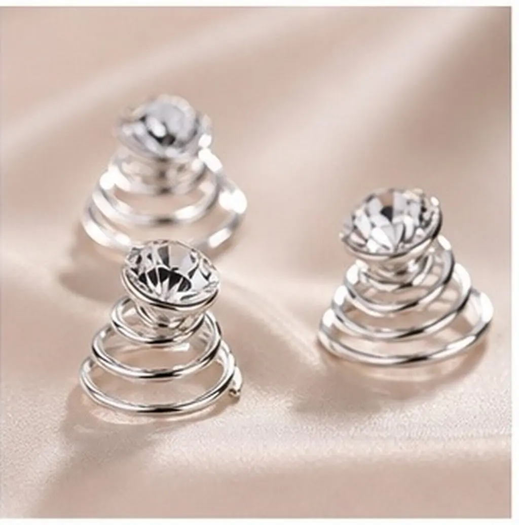 24Pcs Rhinestone Spiral Hair Clips Elegant Shiny Bridal Hair Barrettes for Wedding Anniversary Festival Bridesmaid Styling