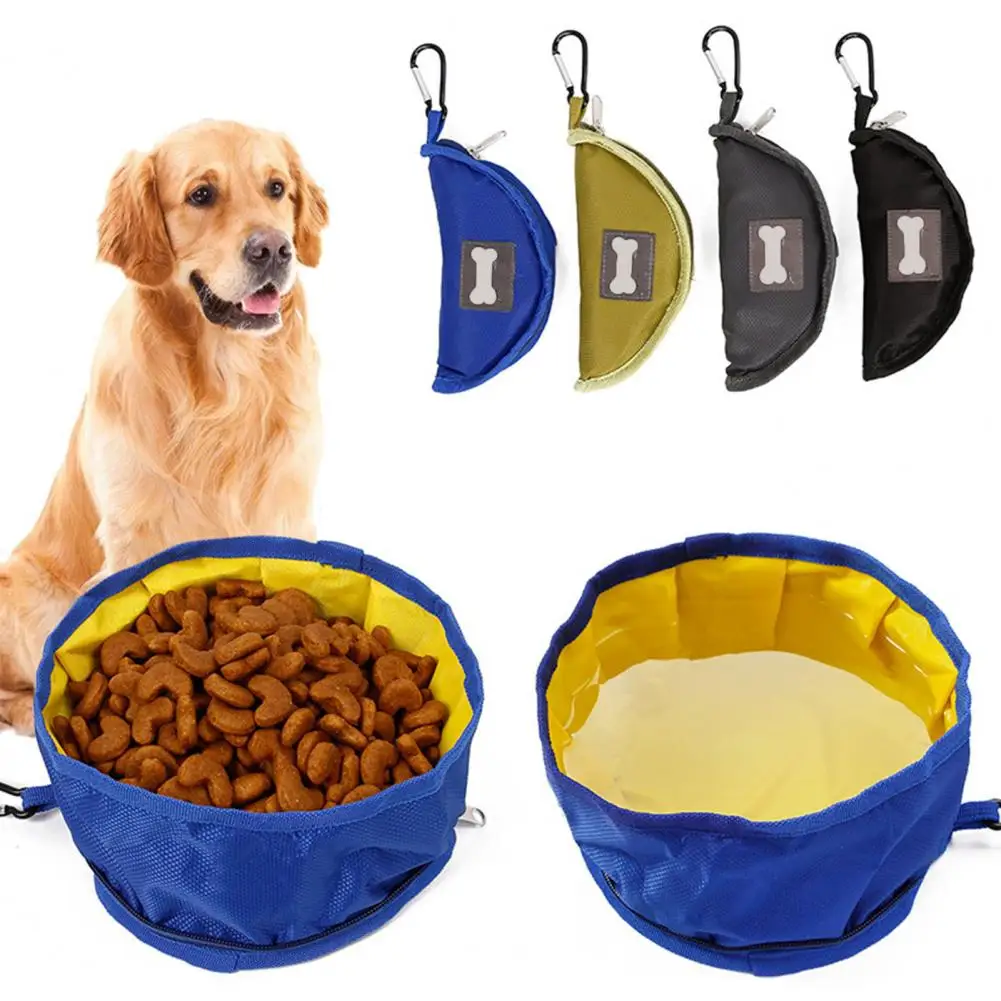 Collapsible Dog Bowl Waterproof Safe Outdoor Folding Pet Bowl with Buckle And Zipper for Camping Hiking Dogs Cats Food Water