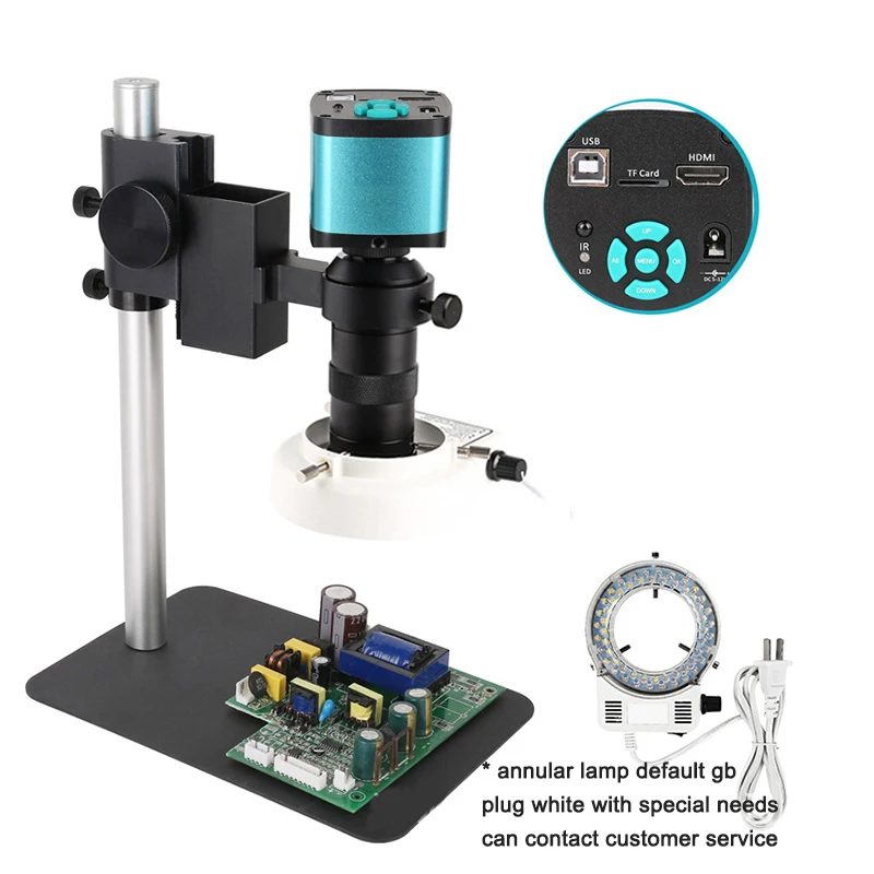 Microscopio video industriale da 1600 W 4 K Riparazione di telefoni cellulari Zoom 130X Fotocamera Luci a LED lunghe utilizzate nell'acquisizione di immagini digitali