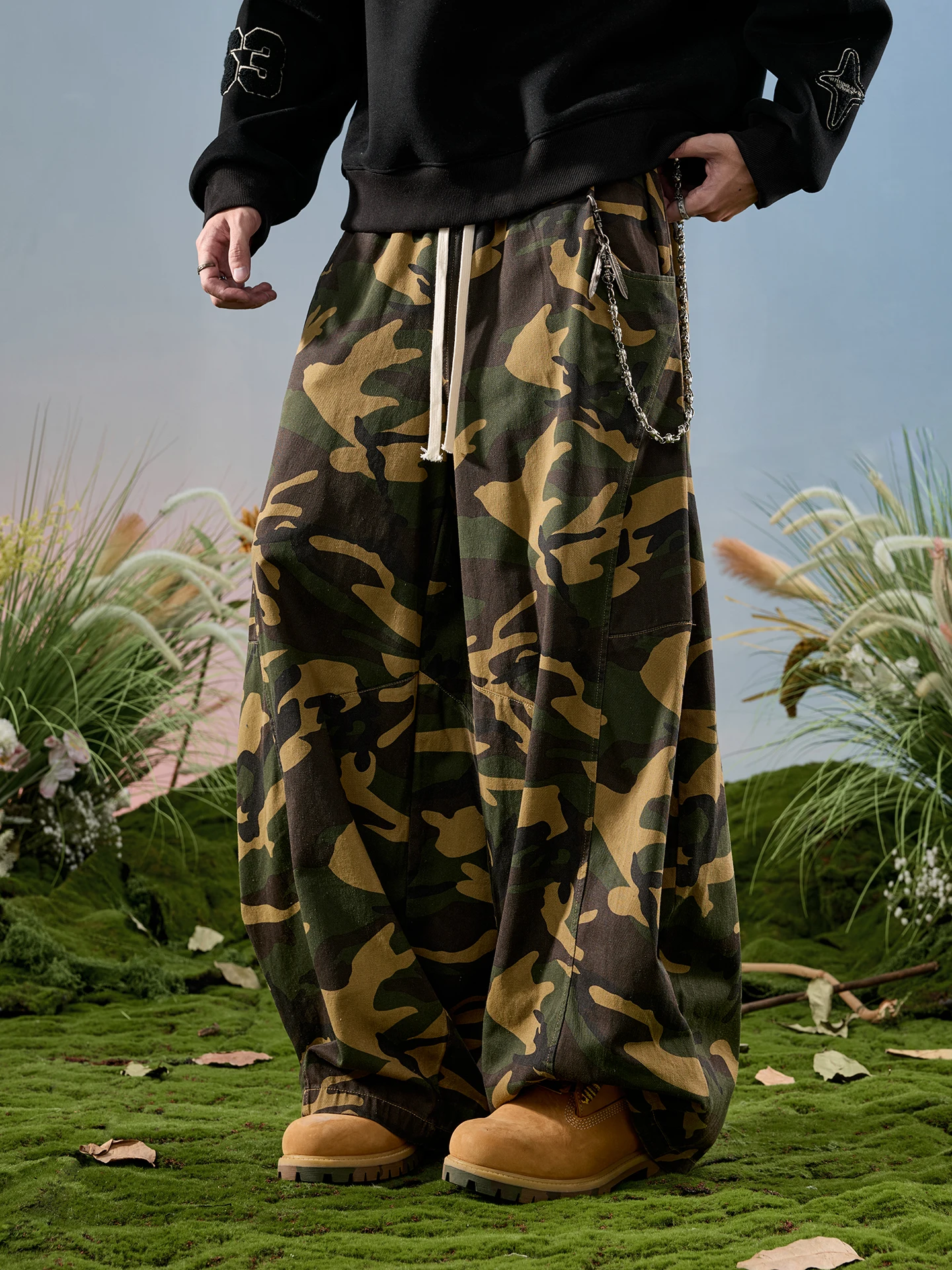 

Nuthink American Sle Vintage Camouflage Wide Leg Knife Long Pants Loose Workwear Casual Men's Winter New 2026 Straight Tube