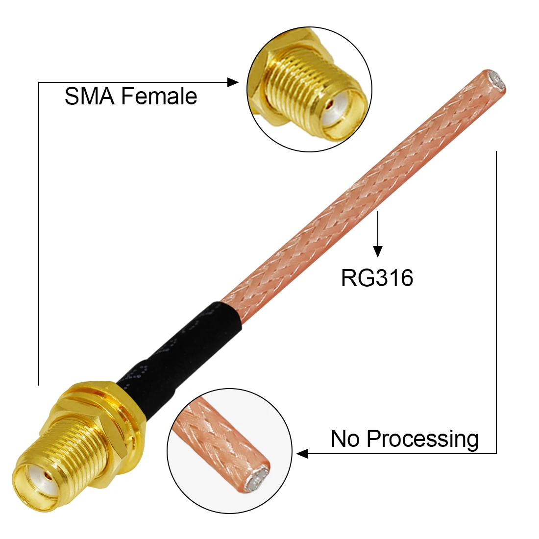 1500pcs SMA female RG178 cable as request for yurlovamv user