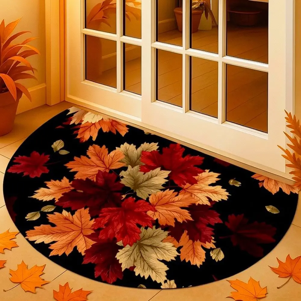 Thanksgiving Pumpkin Print Door Mat Washable Floor Rug Anti Slip Entryway Carpet Decorative Home Entrance Door Pad
