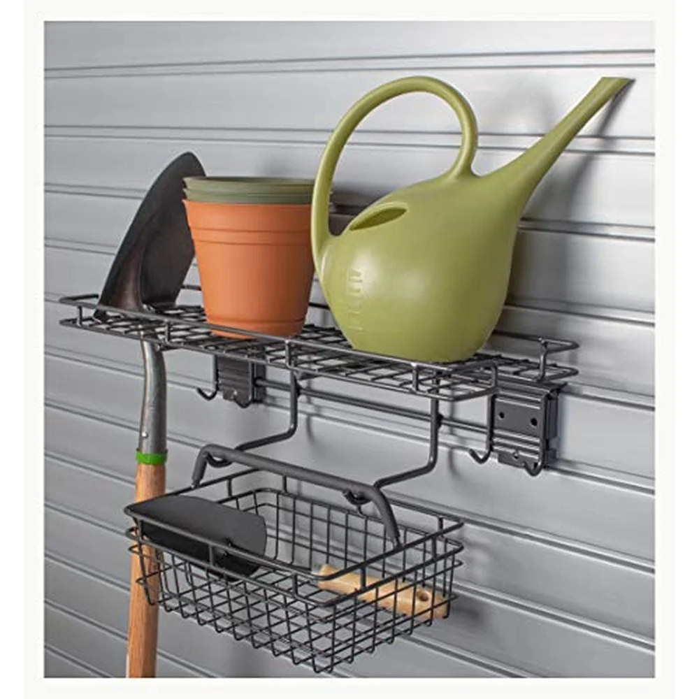HandiWall Garden Center Rack and Basket for Garage Slatwall Panels