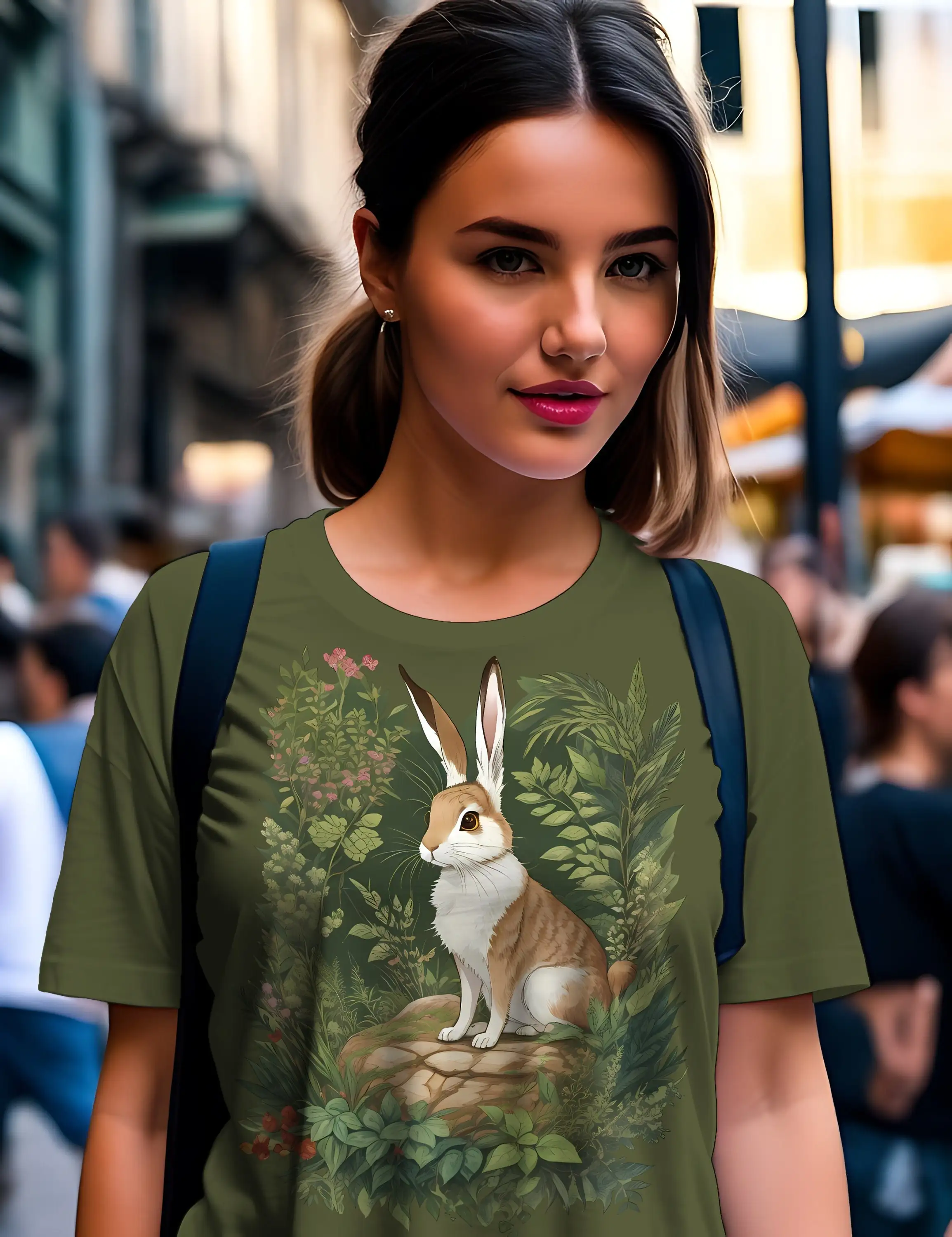 T Shirt Hase Im Grünen Grünpflanzen Wildhase Waldwunder Forestcore Naturzauber Waldästhetik Naturverbundenheit 407Apt2