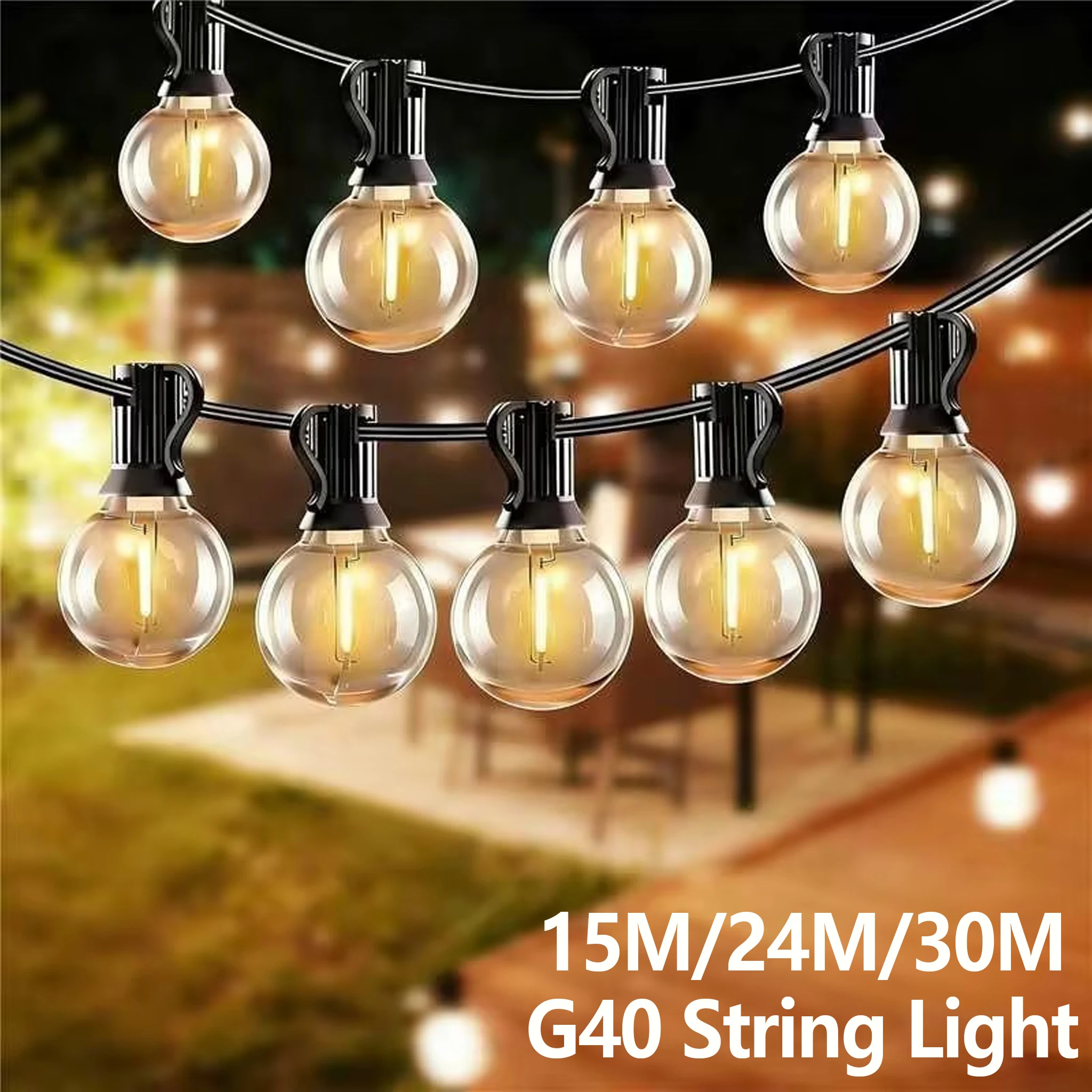 220V LED-Lichterkette für den Außenbereich, G40 bruchsichere Glühbirne, wasserdichte Girlandenlampe, für Hochzeit, Straße, Camping, Garten, Party, Terrasse, Dekorationslampe
