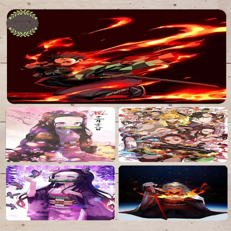 Demon Slayer MousePad Anime Home MousePads Keyboard Office Mat Gaming Computer Gamer Desk Carpet Natural Rubber Anti-slip Rugs