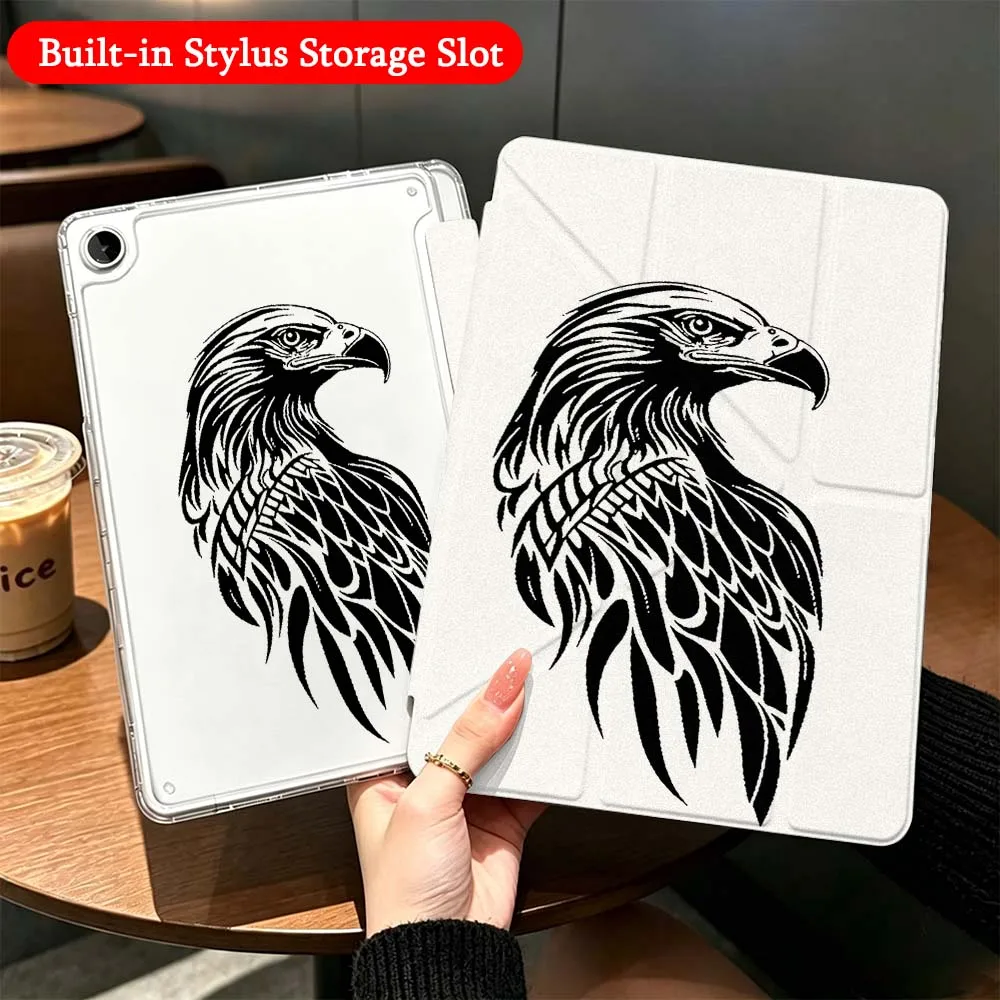 Eagle Head Black White Case For Samsung Galaxy Tab A9 A8 A11 S6 S7 S8 S9 S10 FE Plus Lite Transparent Y-Shaped Folding Tablet