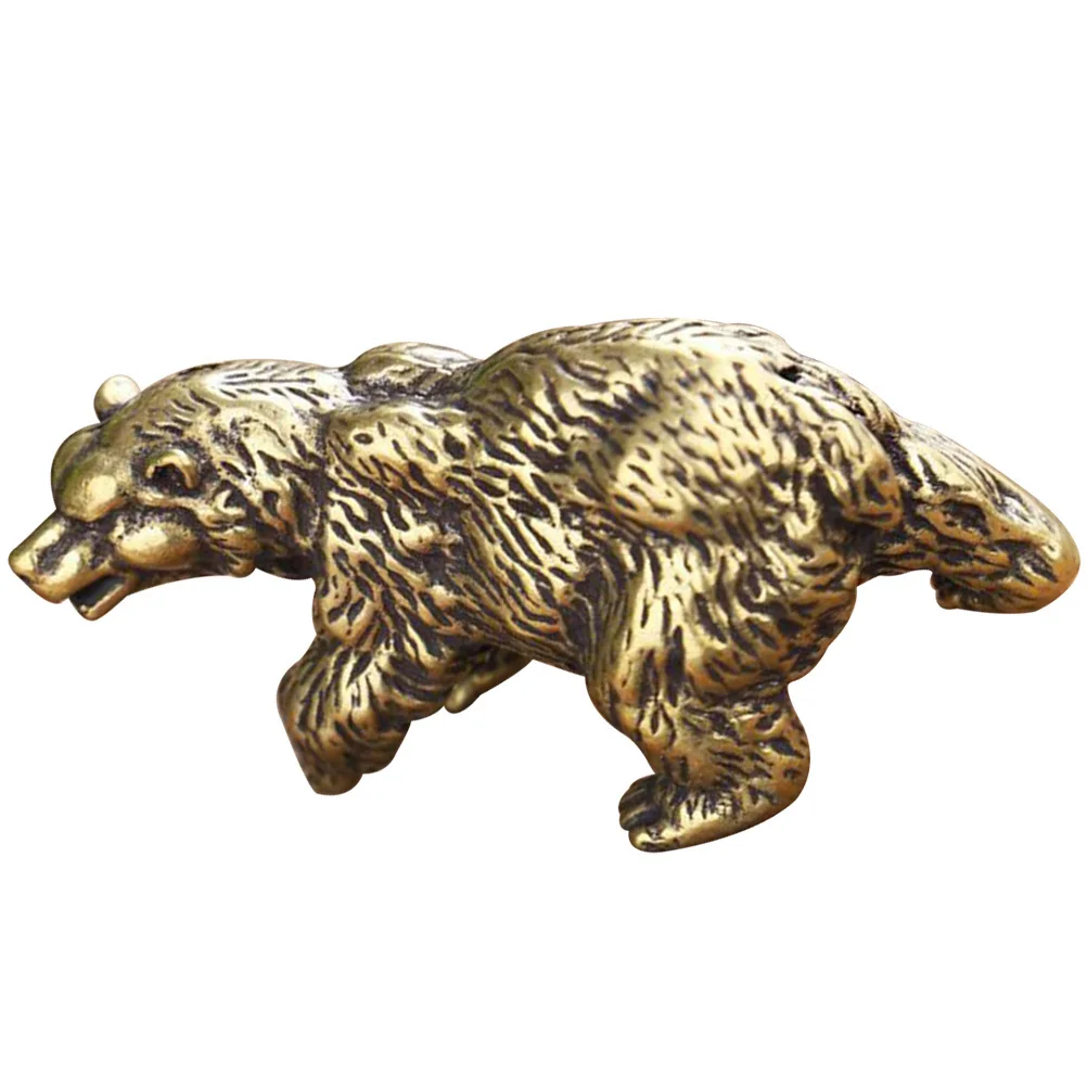 

Desktop Brass Bear Statue Smooth Bottom Stable Placement Elegant Copper Animal Sculpture for Tabletop Shelf Display Holiday