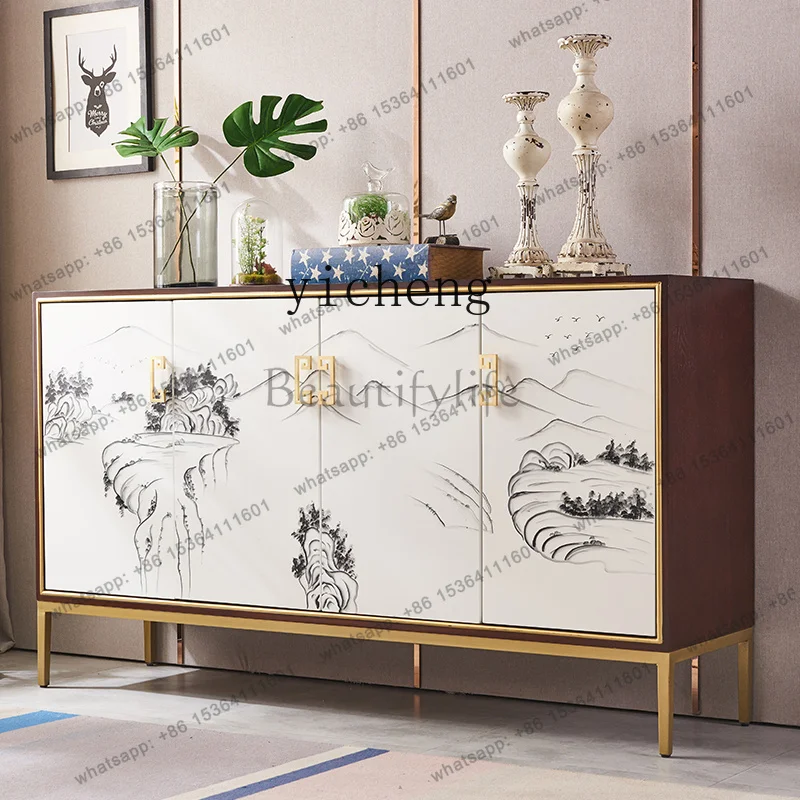 Entrance Entrance Partition Light Luxury Storage Living Room Dining Side Cabinet Painted Landscape