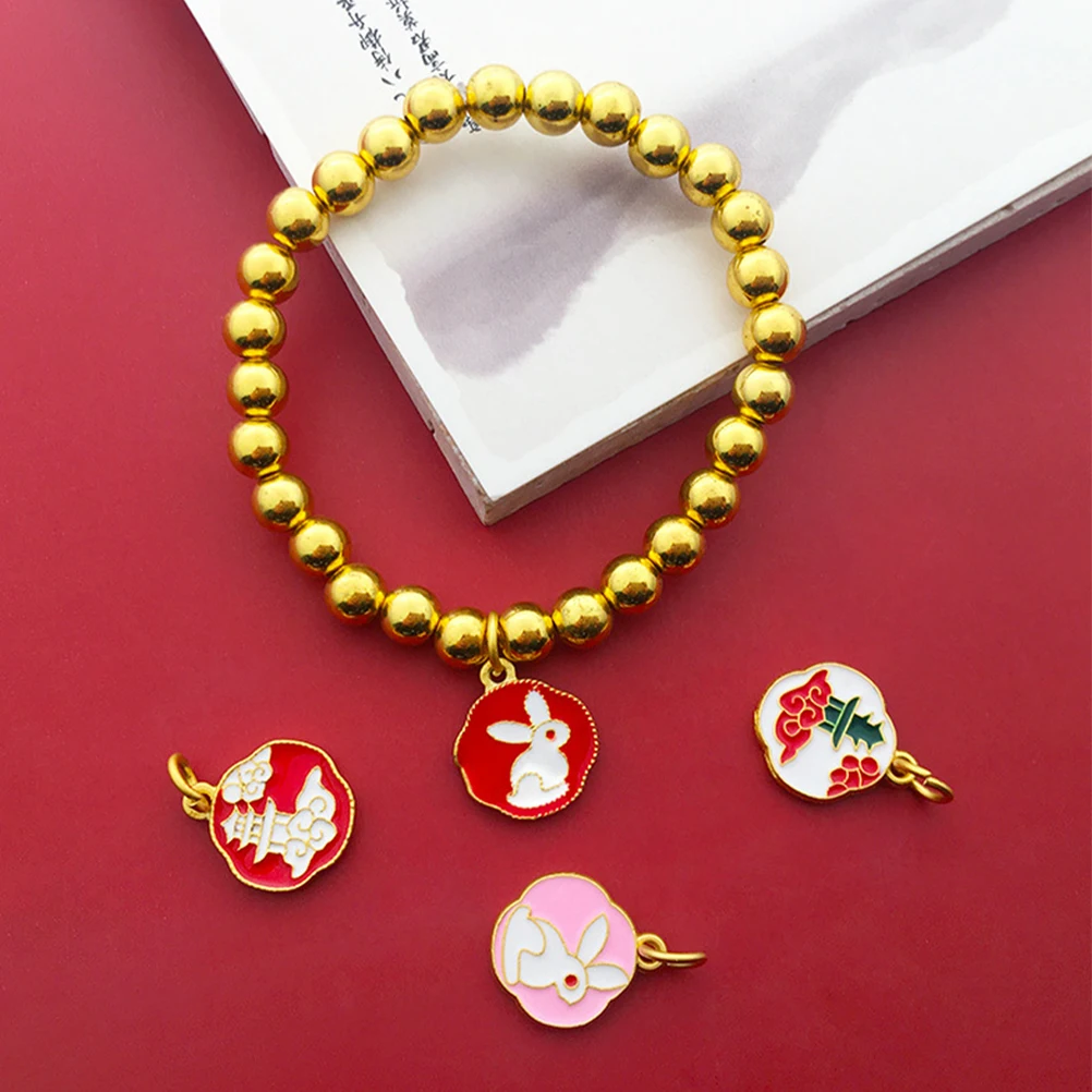 

12Pcs Rabbit Charm Pendants Cute Bunny Shaped DIY Jewelry Making Charms Keychain Accessories Bracelet Making Kit