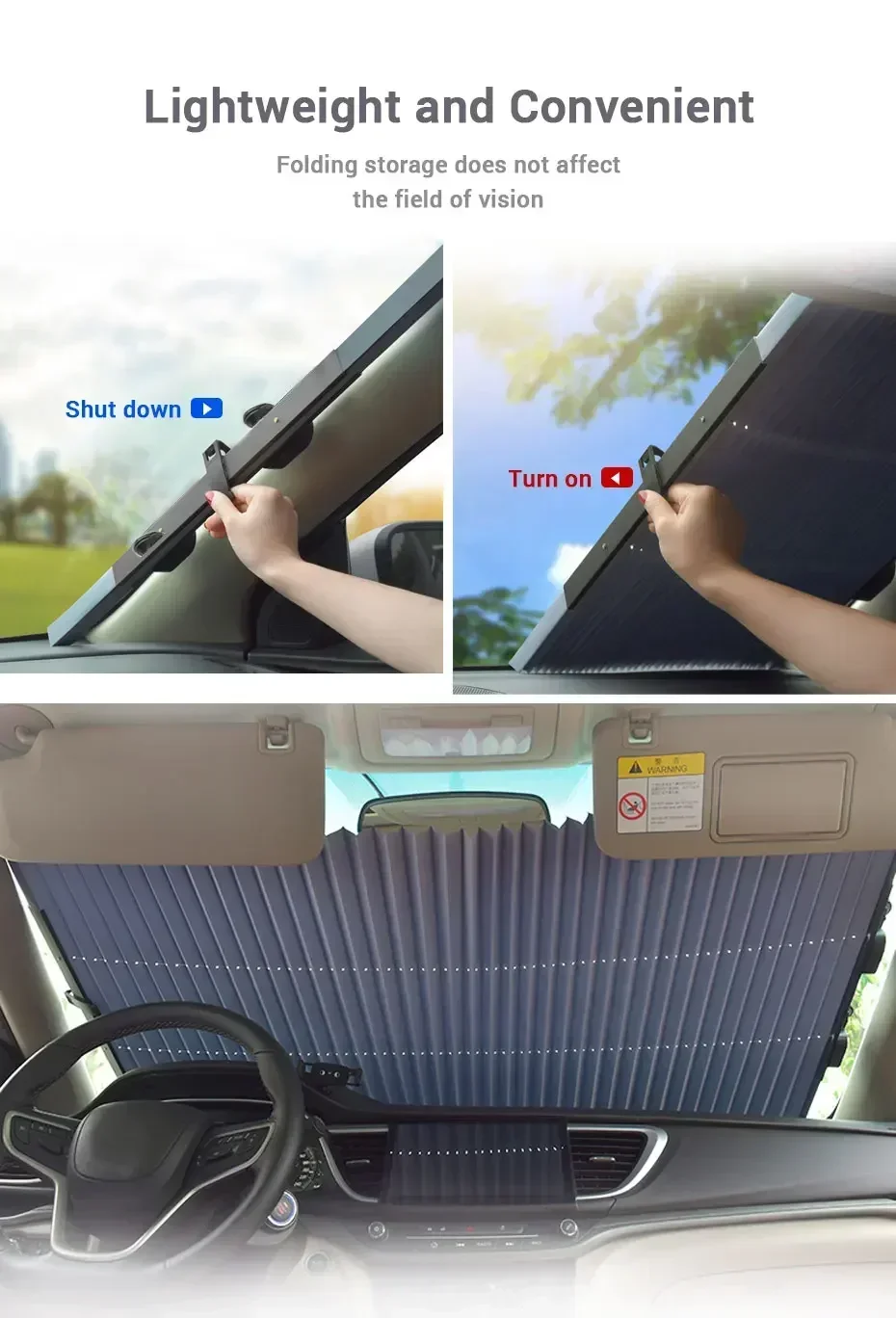 Car Front/Rear Window Sunshades Retractable Windshield Curtains for Sun Visor Car Sun Shades Summer UV Blocking Sun Protective