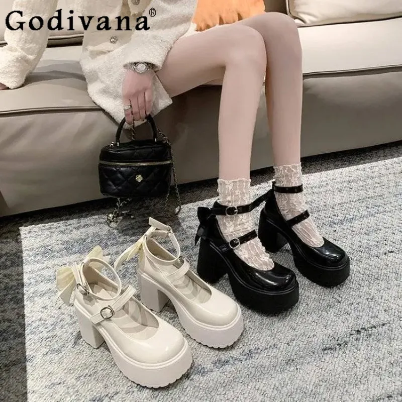 2025 primavera nova doce borboleta sapatos femininos originais lolita uma alça sapatos de salto grosso feminino verão sapatos de salto alto