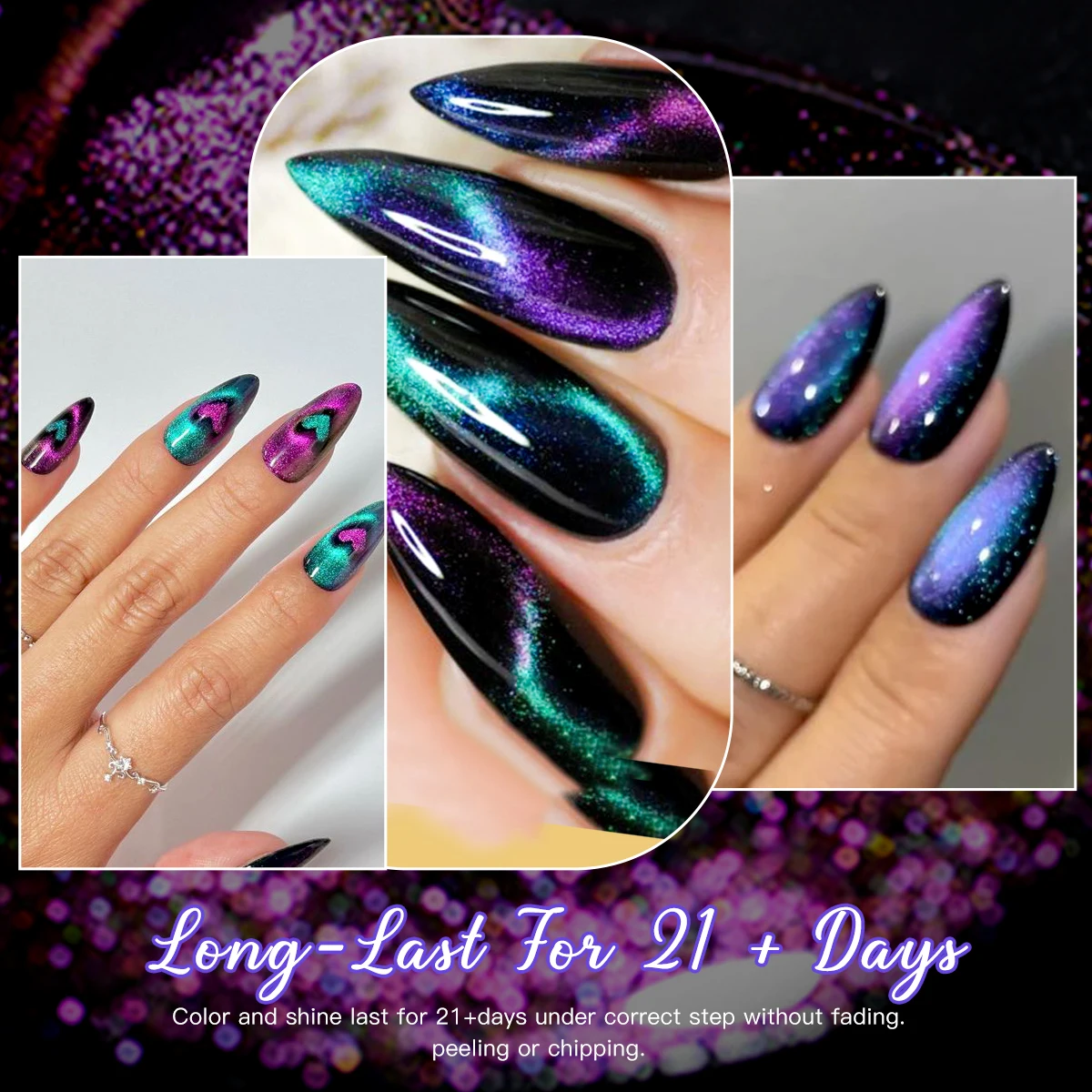 7ML 9D Rainbow Glitter Cat Magnetic Nail Gel Polonês Semi Permanente Soak Off Sparkling Nail Art Verniz UV Gel