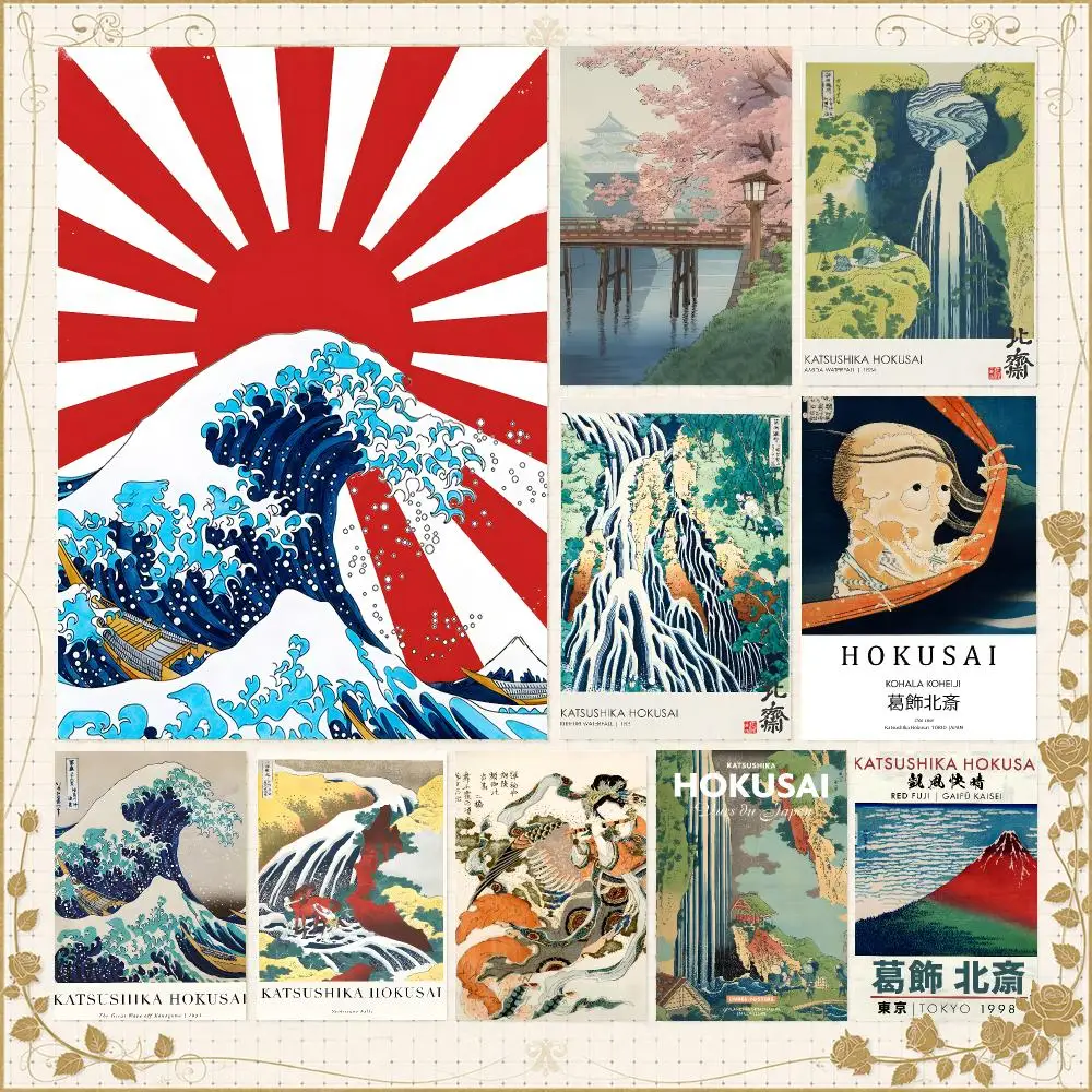 Artist Ukiyoe K-Katsushika Hokusai Poster Wall Art Bedroom Living Room Dorm Bar Cafe Gym Studio Home Decor Gifts