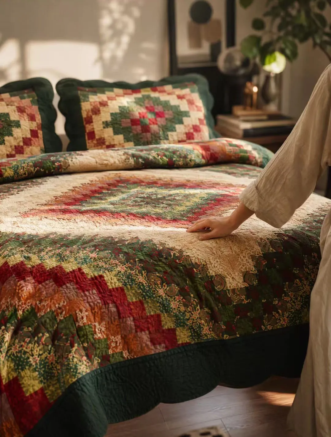 Oversized Vintage Cotton Bedspread Set 3-Pieces Super King Queen Lightweight Quilted Comforter Summer Breathable Quilt Coverlet