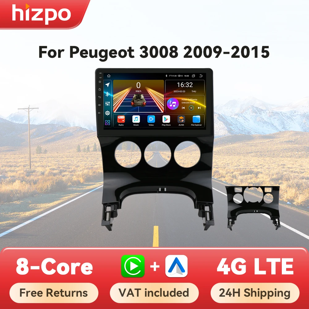 Hizpo Car Smart Intelligent Systems Radio For Peugeot 3008 2009-2015 Wireless CarPlay Android Auto GPS Navigation Stereo 7862 4G