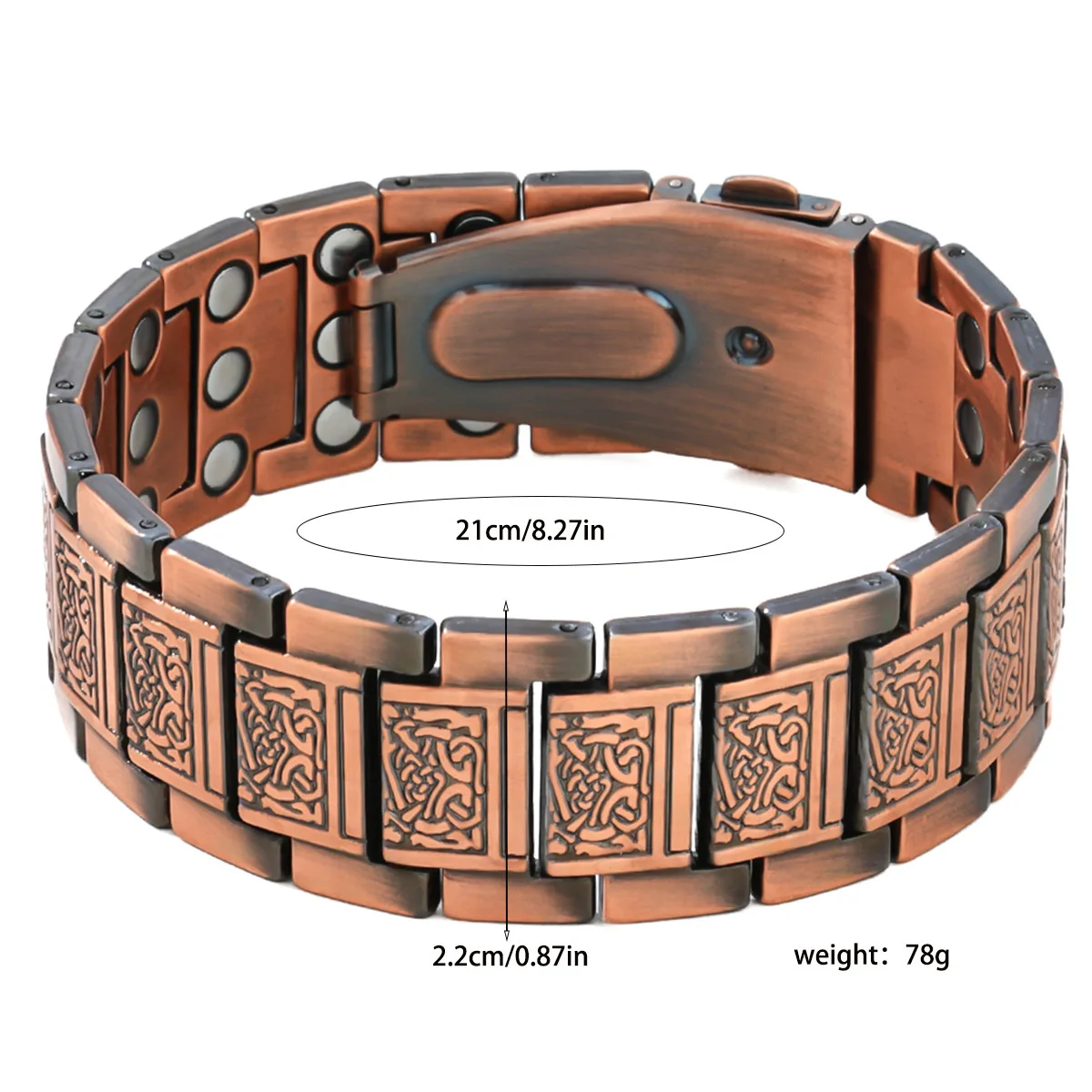 Men's Copper Plated Bracelet - 3500 Gauss - Antique Bronze Magnetic Chain Bracelet - Health Energy Germanium Magnetic Bracelet