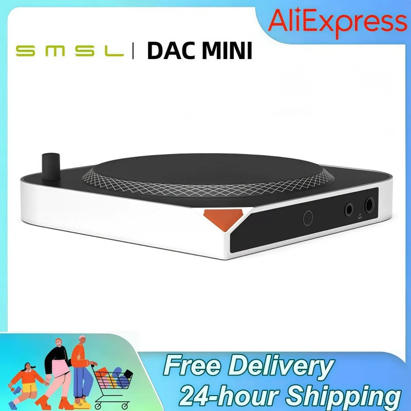 SMSL DAC MINI Audio DAC for Mac Mini ES9039Q2M XU-316 DSD256 USB Coaxial Optical Output Auxiliary Power Button Headphone Amp