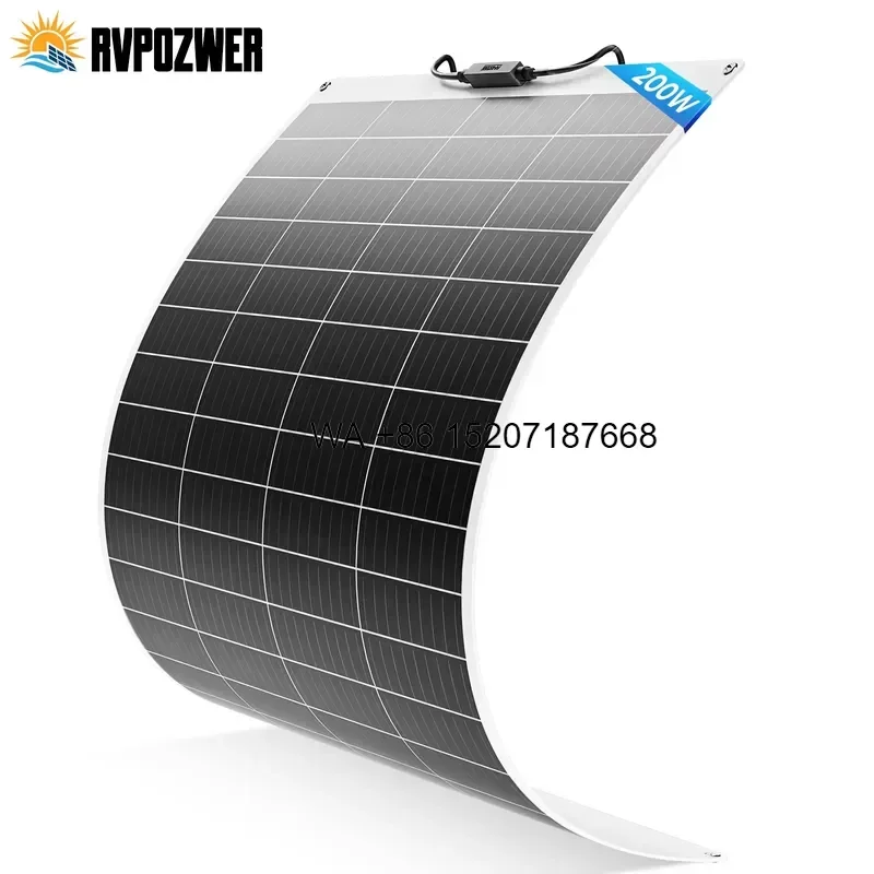 Wmwmnu Ultra Lightweight 200W 22 Percent Efficiency Mono Crystalline Flexible Solar Panel Composite Film 25 Year Warranty for