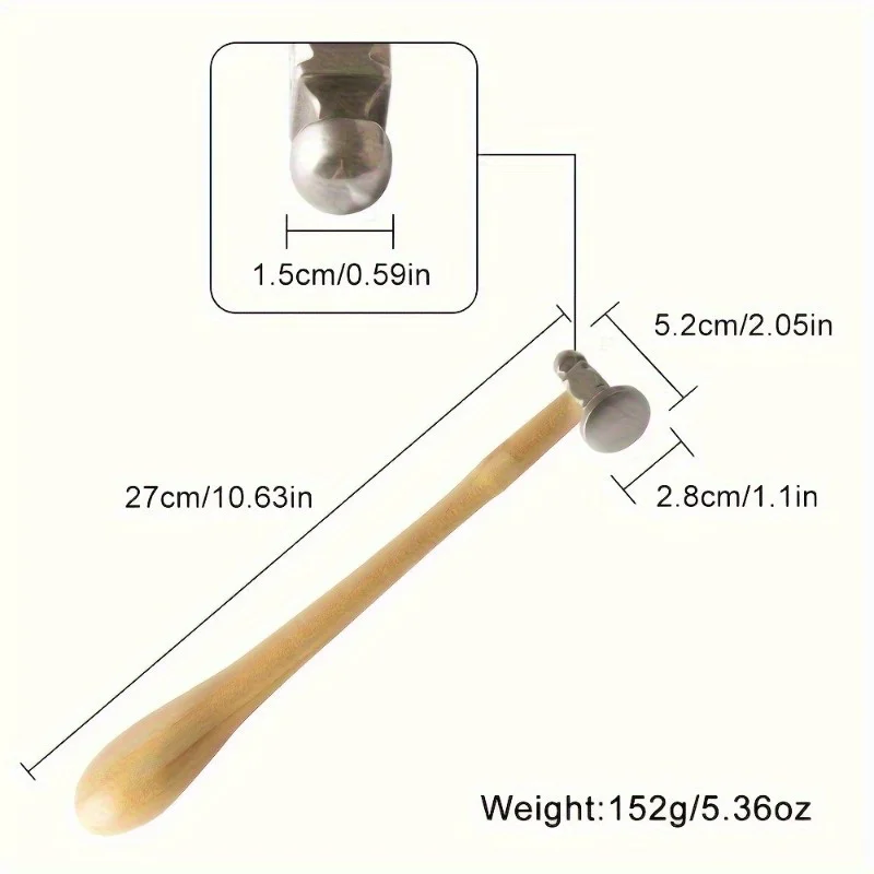 1pc Dual-Headed Stainless Steel Jewelry Making Hammers with Solid Wood Handle for Metal Smithing and Jewelers Tools