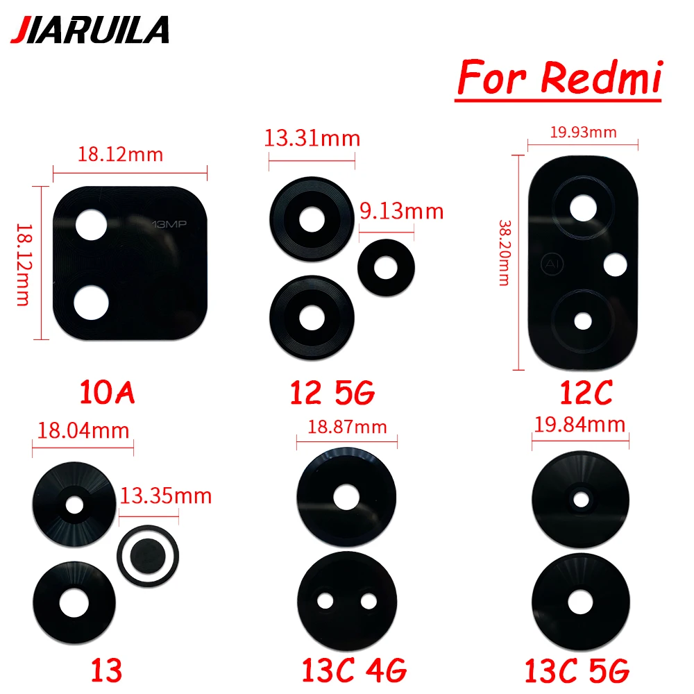 5Pcs，NEW Back Rear Camera Glass Lens Cover With Adhesive For Xiaomi Mi 12 Lite 12T Redmi 13C 12C 10A 13 Note 12 4G Pro Plus 5G