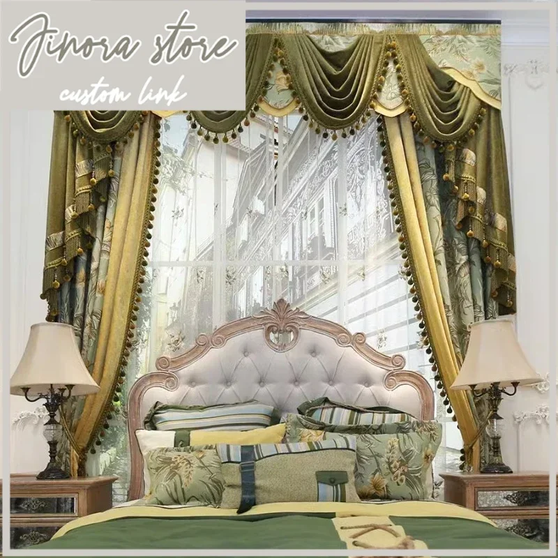 Customized European Curtains For Living Dining Room Bedroom Luxury Simple European Retro American French High-grade