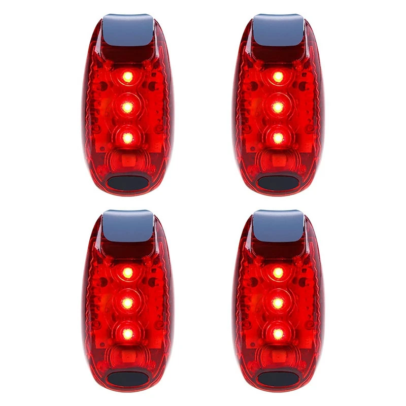 4 Pcs Safety Light Waterproof Red Flashing Bicycle Rear Light, Suitable for Running, Walking, Cycling, Helmet, Etc