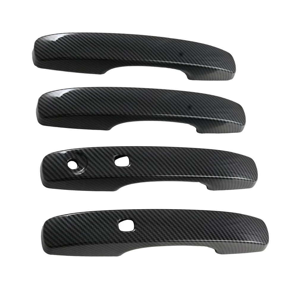 4pcs For Ford Ranger P703 2023 2024 Carbon Fiber Black Door Handle Cover Trims Exterior Side Door Handle Cover Trim