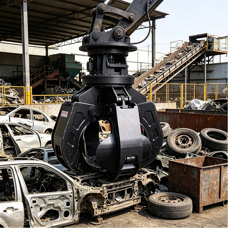 Orange Peel Hydraulic Grapple Attachment for Excavator Scrap Handling Metal Recycling Demolition and Heavy Material Transfer