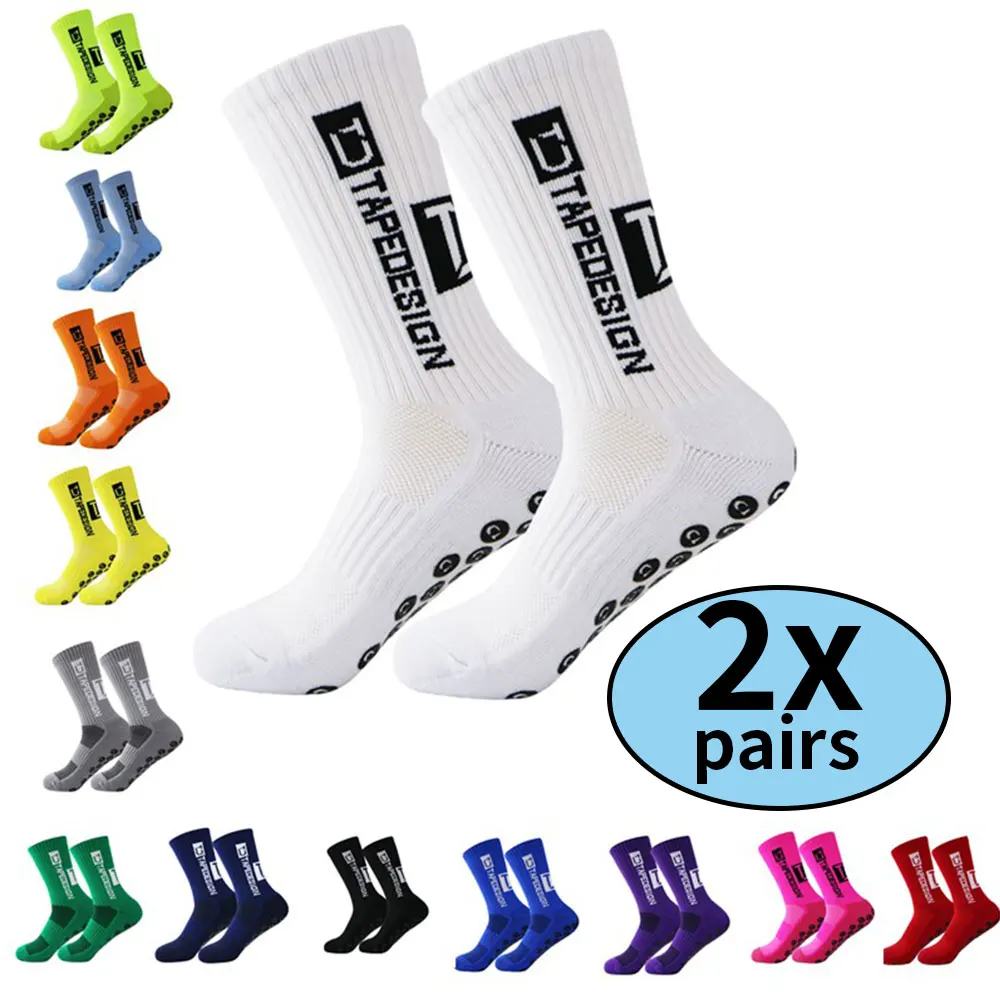 2 pairs of outdoor sports non-slip breathable mid-tube dispensing running sports football socks