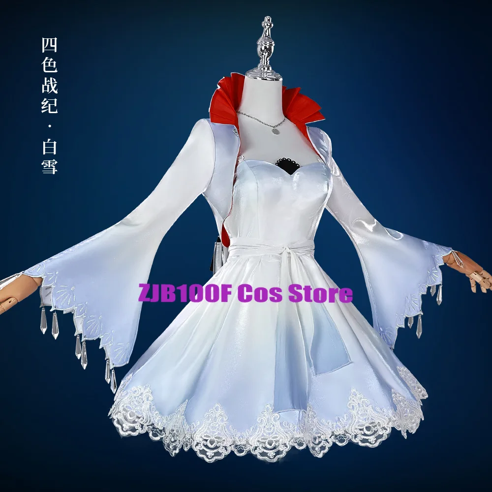 Anime RWBY Cosplay Weiss Schnee Costume White To Blue Gradient Elegance Dress Lace Lolita Ponytail Wig Jirai Kei Girls Halloween