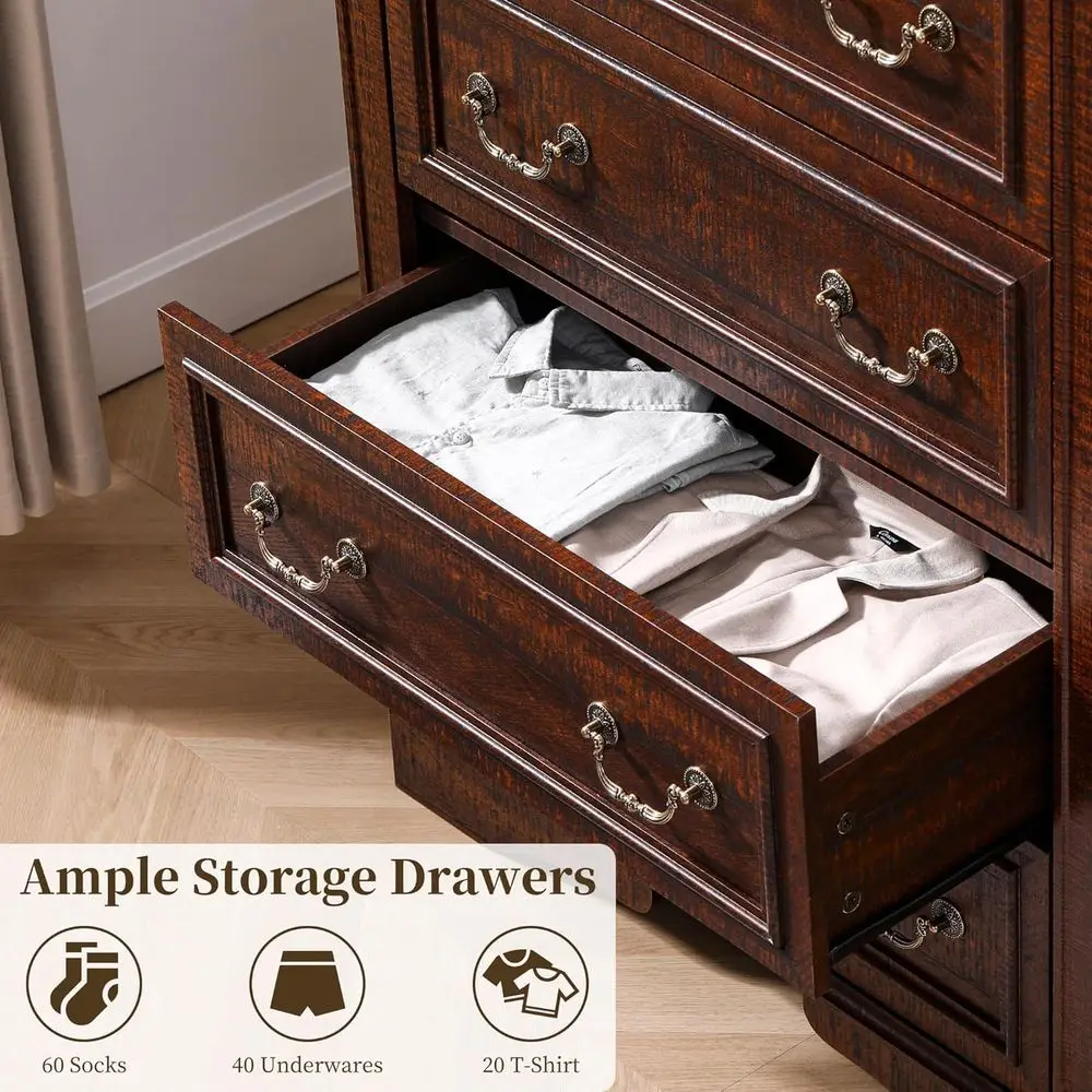 Drer or Bedroom, 6 Ders 48" Tall Drer or Storage and Organization, k Brown armhouse Chest o Ders or Living Room, Closet, Hallway view 3