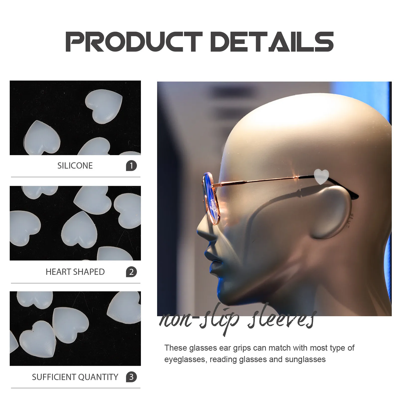 10Pcs Heart Shaped Glasses Anti Slip Grips Silicone Ear Cushions for Secure Fit in Any Activity Glasses Ear Grip