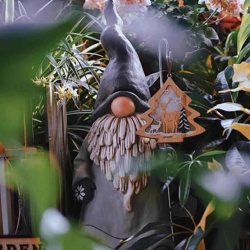 Old Wizard Statue Garden Ornament Outdoor Resin Figurine with Robe and Staff Yard Art for Patio Balcony Landscape Decor
