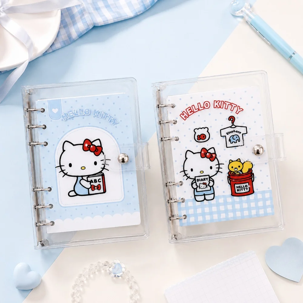 Genuine Sanrio KT Cat A6 Binder Diary Hello Kitty Cute 6 Hole Loose Leaf Notebook for School Office Writing Birthday Gifts