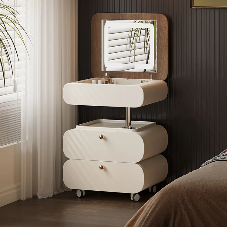 YSS Flip Solid Wood Dressing Table Modern Bedroom Removable Integrated Lifting Mini Makeup Table for Small Apartment