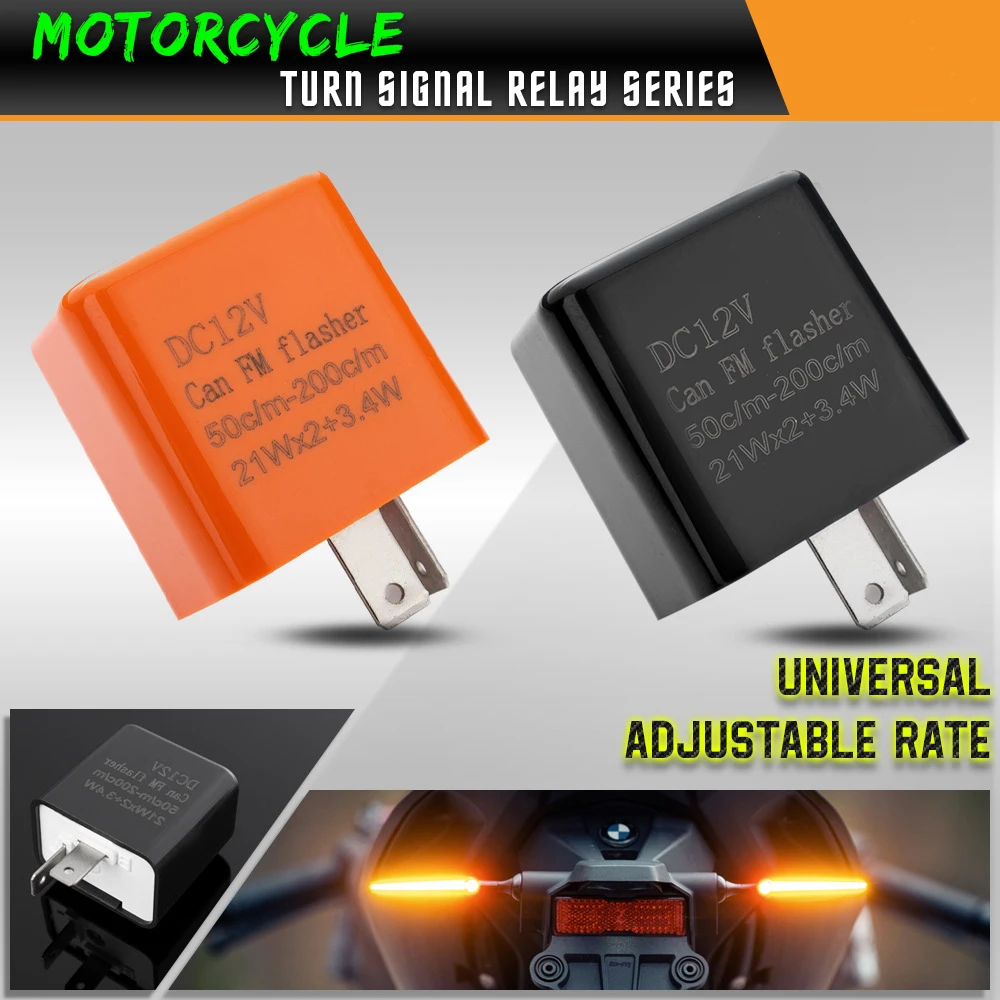 2 Pin LED Flasher Relay Adjustable Frequency Square Flashing Motorcycle Led Lights Turn Signal Blinker Indicator 12V Flash