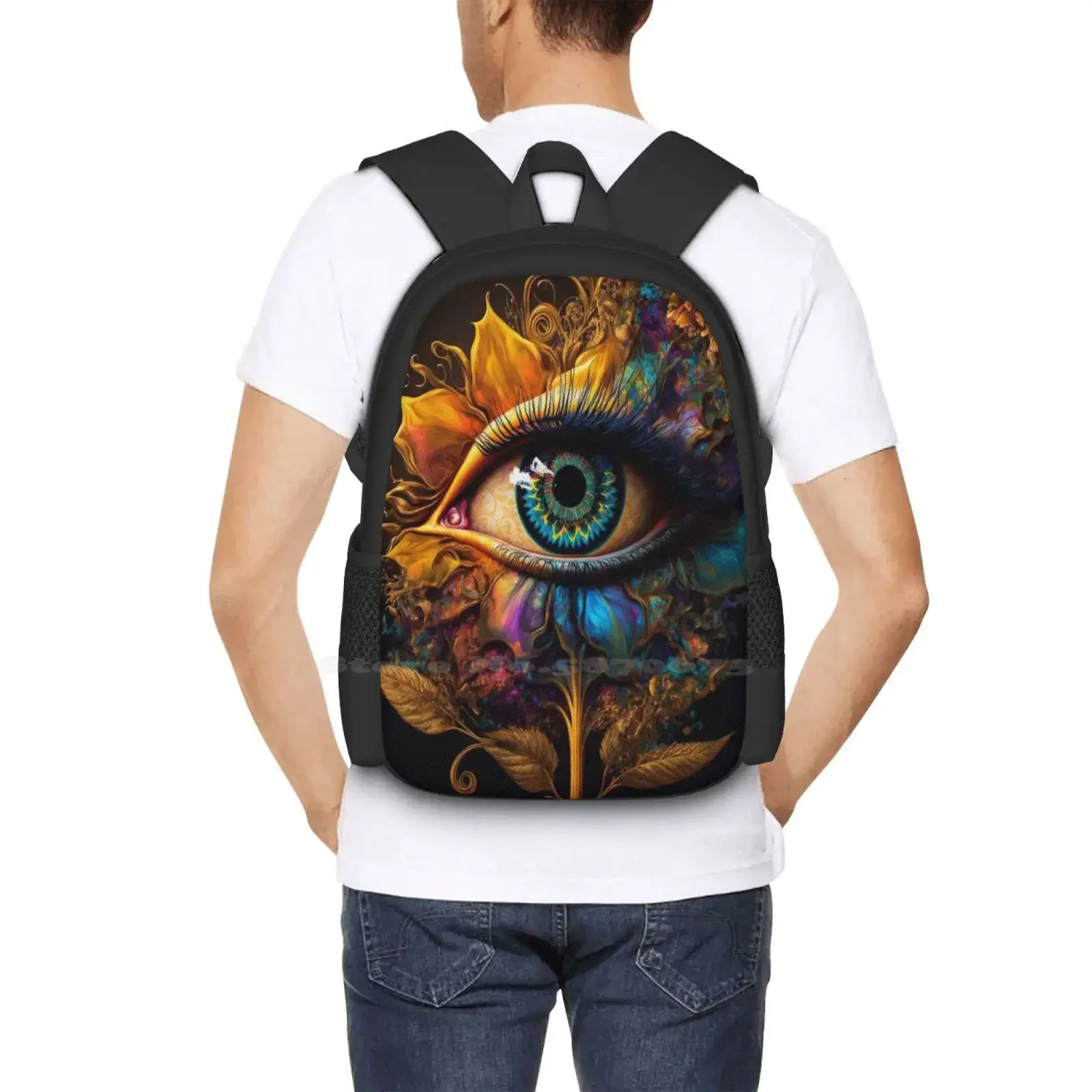 مخدر العين رائجة البيع حقيبة مدرسية على ظهره حقائب الموضة مخدر العين الذهبية تريبي مخدر الفن الاصطناعية الملونة #6