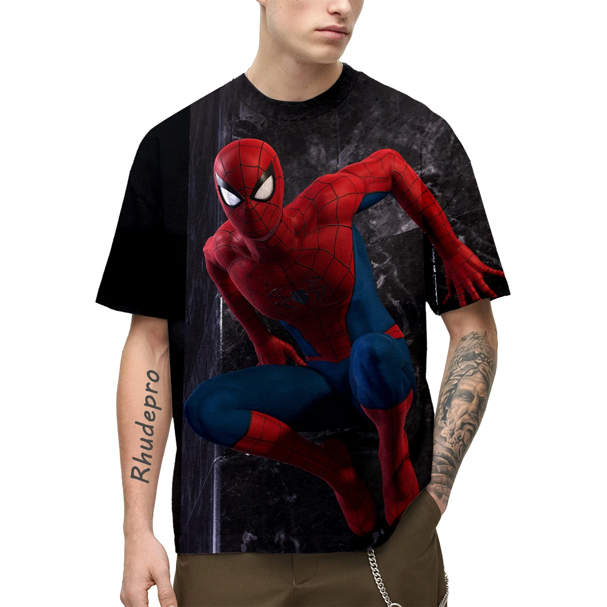 Miniso-Camiseta de manga corta para hombre, camisa con estampado 3D de Iron Man Venom, informal, transpirable, divertida, de verano, nueva