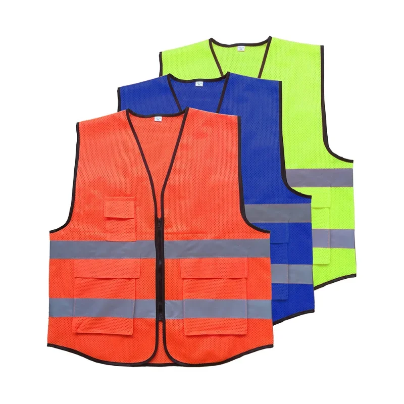 

Safety Vest Reflective High Visibility Vest with Pockets and Zipper Construction Work Hi Vision Railroad Airport Engineers Vest