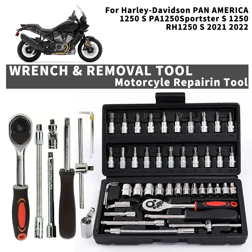 Herramienta de reparación de motocicleta, llave y extracción para Harley Davidson PAN AMERICA 1250 S PA1250 Sportster S 1250 RH1250 S 46 piezas