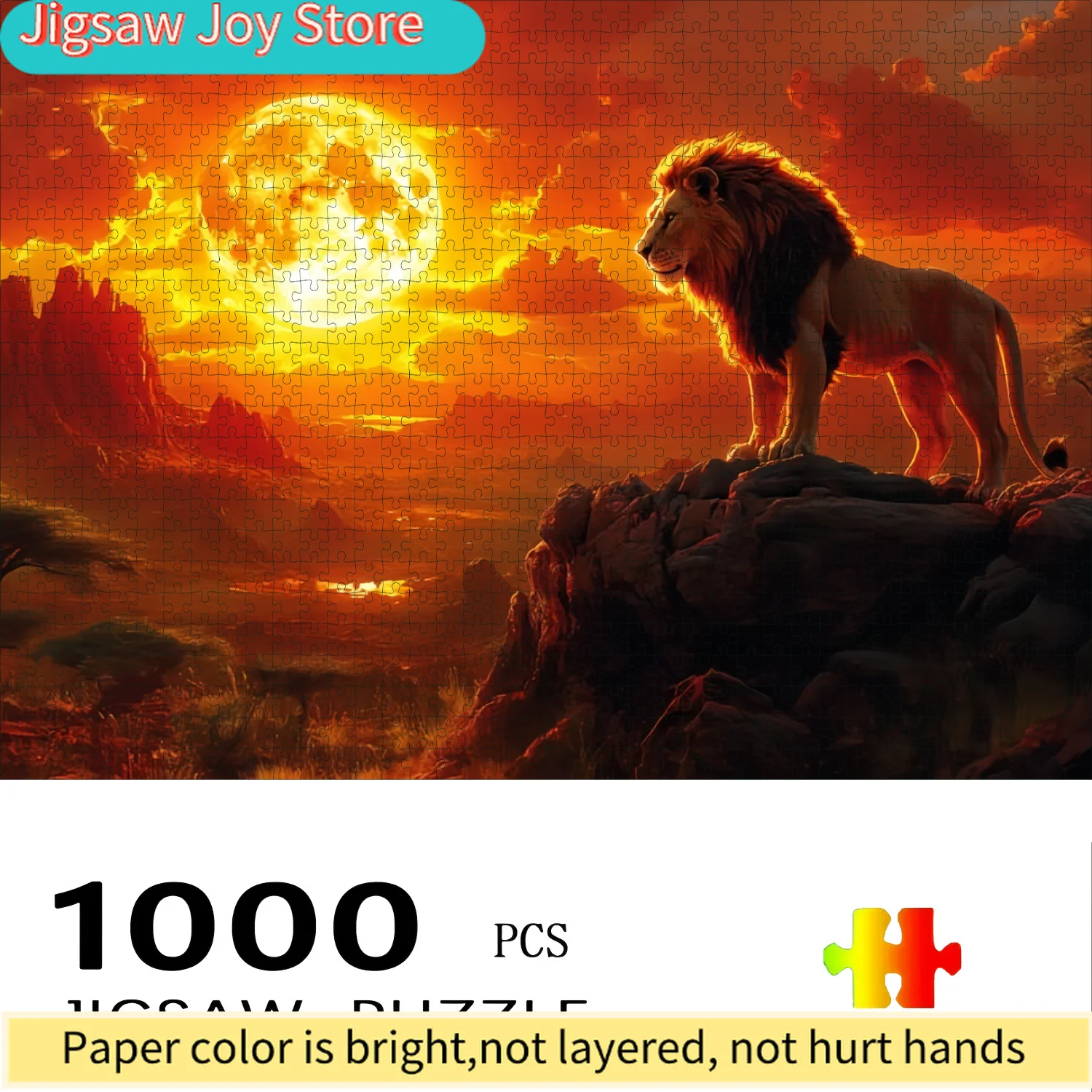 

A Set of Boxed Paper Jigsaw Puzzle - The Lion King of the Grassland, Featuring a Majestic Theme Design. A Large-scale Interac