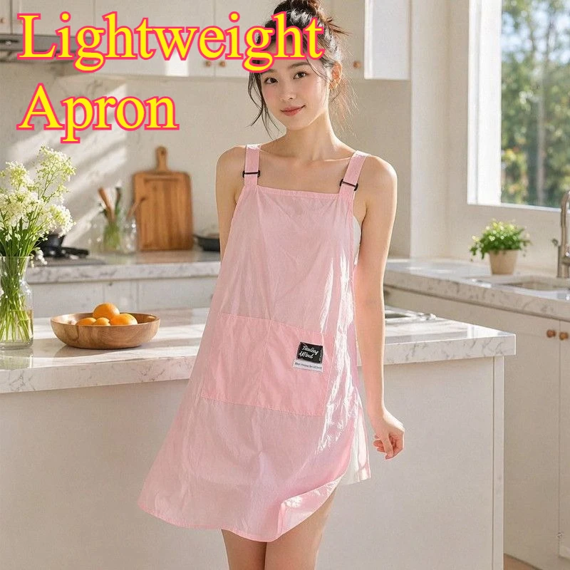 Kitchen Cooking Apron Summer Ultra Light Breathable Waterproof Pocket Household Housework Durable Comfortable Washable Thin