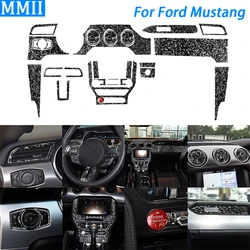 31Pcs For Ford Mustang 2015 2016 2017 2018 2019 2020 Forged Carbon Fiber Dashboard Full Set Car Interior Accessories Sticker