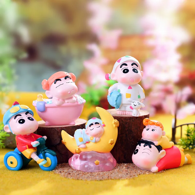 4pcs New Childhood Memories Of The Cute Crayon Shin-Chan Resin Crafts Car Decorations Office Desktop Small Ornaments Nice Gifts